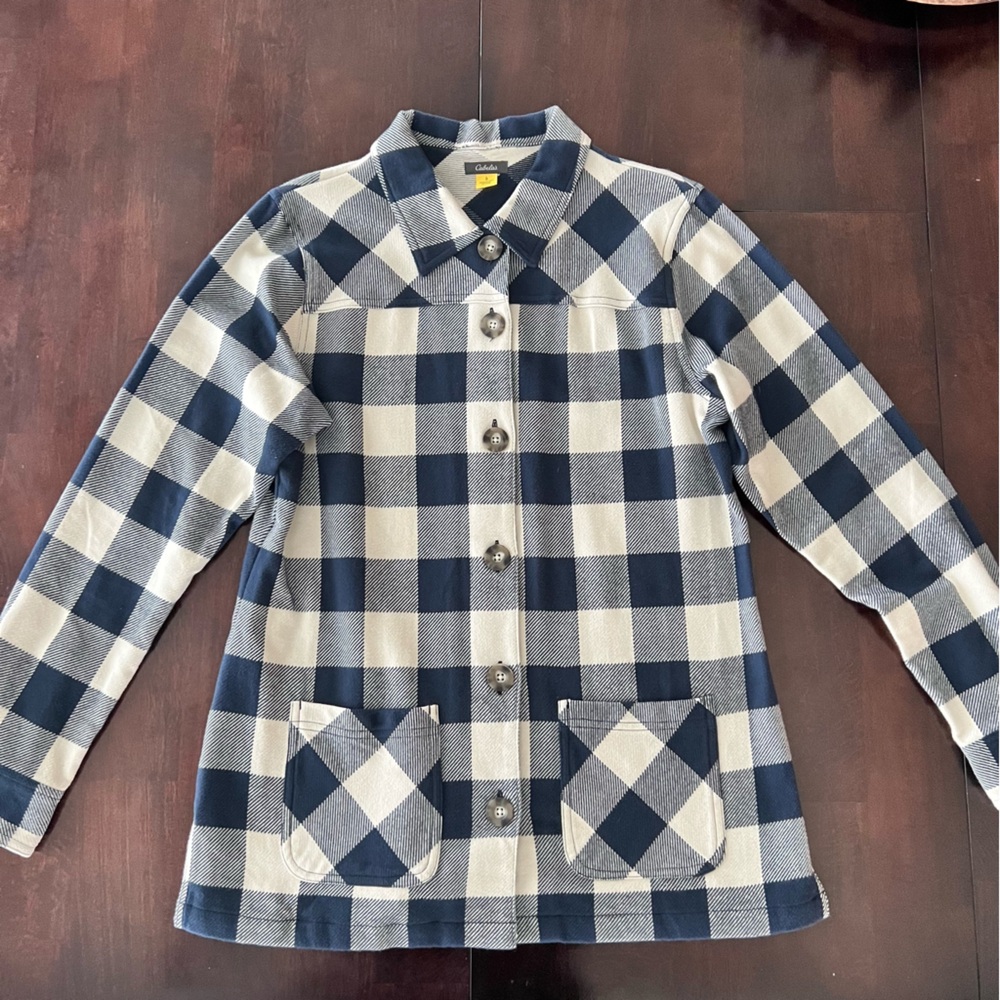 Women’s Cabela Plaid Flannel Button Down Shacket, Size Large, NWOT